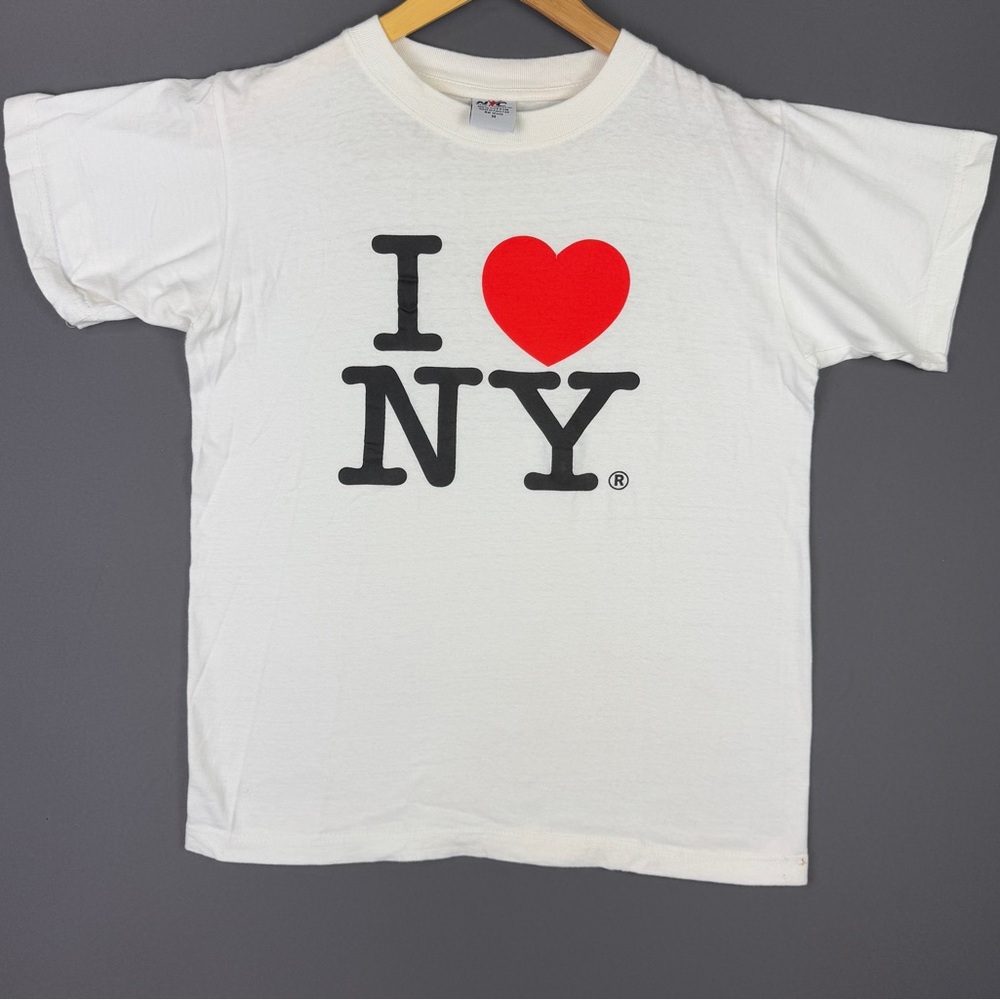 Vintage Y2K I Love NY Heart New York City NYC Statement Art White Promo Shirt